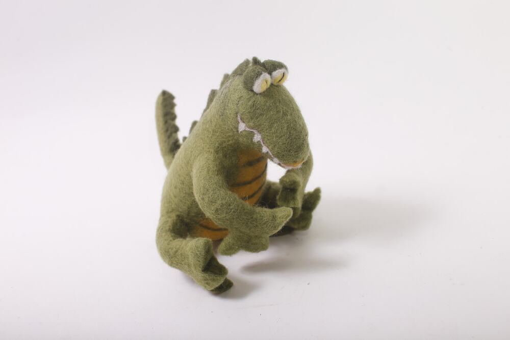 Felt Sitting Alligator, Crocodile, Handmade, Green, Decorative, ~ 260128-WH 931